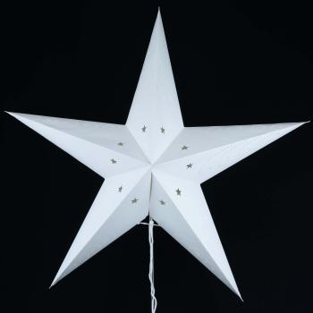 Preview: Shanti Weiß - Faltbarer Leuchtstern, Weihnachtsstern aus Papier mit 9 Zacken, 60 cm